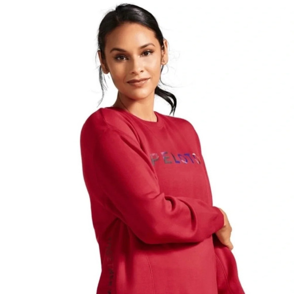 Peloton size Small Red Modern Weekender Side Slit Sweatshirt Together We Go Far - Picture 1 of 7